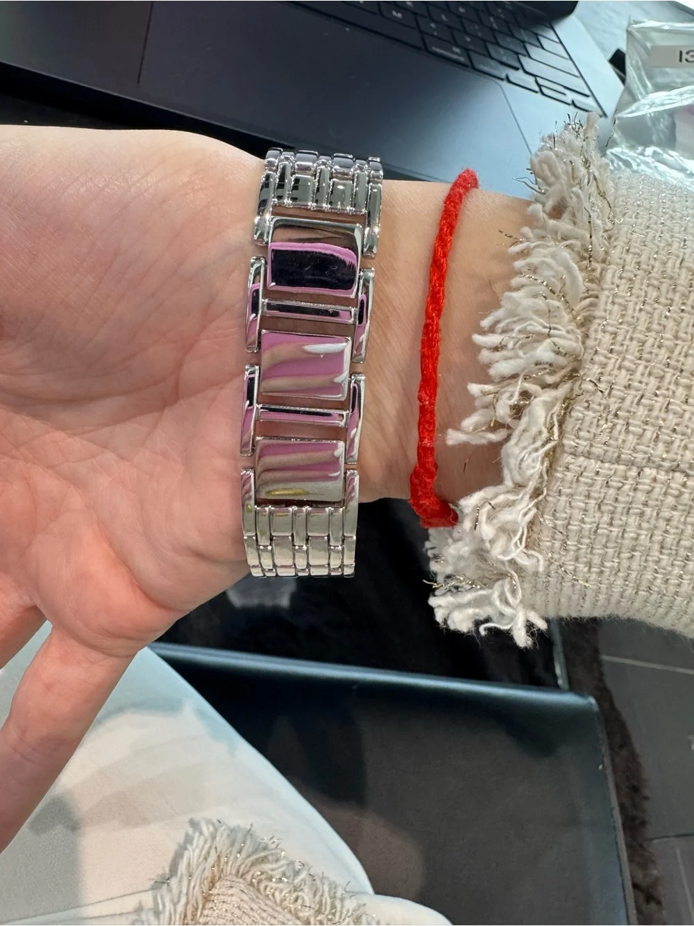 New DMQ Women's Silver-Tone Quartz Watch - Crystal Bezel